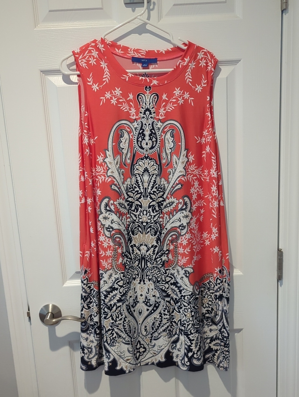 Apt. 9 Coral and Navy Paisley Shift Dress